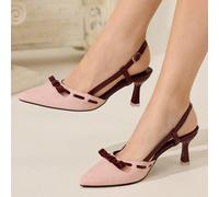 Chaussures à talons hauts pour femmes, design nœud, bout pointu, talons aiguilles, rose, bordeaux, couleur contrastée, PU, assemblage EUR36,EUR37,EUR38,EUR39,EUR40,EUR41,EUR42,EUR43,EUR44Blocs de coul