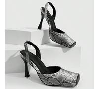 Chaussures à talons hauts pour femmes, nouvelles sandales à talons hauts à bout carré avec sangle arrière et motif serpent, Spice Girls Out Of The Street Party, élégantes EUR35,EUR36,EUR37,EUR38,EUR39