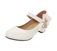 Chaussures à talons hauts pour filles Chaussures en cuir Princesse Robe Chaussures pour écoliers primaires Chaussures simples Sandales Garçons 35, Blanc., 26 EU
