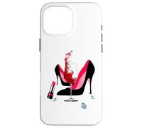 Chaussures à Talons Hauts, Rouge à lèvres, Verre à vin Rouge et Diamants Coque pour iPhone 16 Pro Max