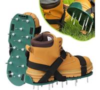 Chaussures aérateurs de pelouse avec boucle robuste pour aération de la pelouse, scarificateur et aérateur de pelouse pré-assemblés pour pelouse, cour, jardin, herbe, taille unique (vert)