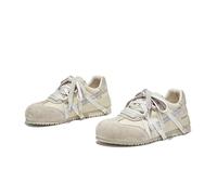 Chaussures Allemandes à Lacets Deux Couleurs pour Femmes Sneakers Confortables Plates Deux Tons en Cuir Chaussures Militaires Rétro pour Gym Course Travail Campus