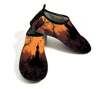 Chaussures aquatiques château d'Halloween pour homme et femme, chaussures de natation à séchage rapide, légères, pieds nus, chaussettes aquatiques pour la plage, multicolore, 36.5/37.5 EU