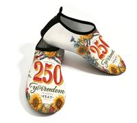 Chaussures aquatiques de plage pour homme et femme - Séchage rapide - Respirantes - Antidérapantes - Chaussures pieds nus pour piscine et surf - Couronne de tournesol 250e anniversaire de l'Amérique