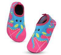 Chaussures Aquatiques Enfant Garçon Fille Chaussures de Plage Séchage Rapide Antidérapant Pieds Nus Chaussettes de d'eau Chaussons Barefoot Piscine Aqua Surf Nager Plongée Sport 22/23EU Pieuvre Rouge