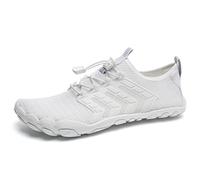 Chaussures Aquatiques Homme Chaussures de Trail Running Femme Chaussures Minimalistes FitnessGym Randonnée Barefoot Shoes(Blanc#15, 42EU)