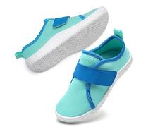 Chaussures aquatiques pour enfants - Chaussures de plage pour garçons et filles - Chaussures aquatiques en maille Velcro - Chaussures de piscine et de mer, turquoise, 30 EU