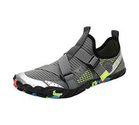 - Chaussures aquatiques pour homme, à séchage rapide, chaussures de randonnée, natation, chaussures de suivi de rivière, respirantes, antidérapantes, élastiques, confortables - Rouge, gris, 44 EU