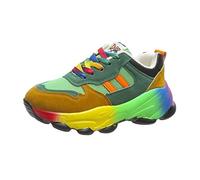 Chaussures Arc-en-Ciel, Baskets Arc-en-Ciel en Plein air for Femmes Mode léger Chaussures de Sport colorées Mode de Rue Chaussures de Course à Semelle épaisse (Color : Green, Size : 38 EU)