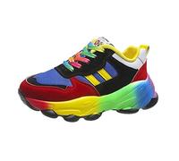Chaussures Arc-en-Ciel, Baskets Arc-en-Ciel en Plein air for Femmes Mode léger Chaussures de Sport colorées Mode de Rue Chaussures de Course à Semelle épaisse (Color : Blue, Size : 37 EU)