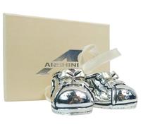 Chaussures argentées décoration bonbonnière naissance baptême unisexe