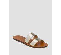 Chaussures Argentées Pour Femmes Manebi Leather Two Bands Sandals Canyon P99y0-platinumtwobands