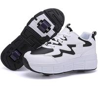 Chaussures avec roues pour garçons filles patins à roulettes, 2 en 1 Chaussures multi-usages pour enfants, 2 roues chaussures de skateboard, chaussures de course, formateurs de gymnastique-A||43 EU