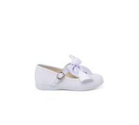 Chaussures babies cérémonie toile nœud satin blanc 22