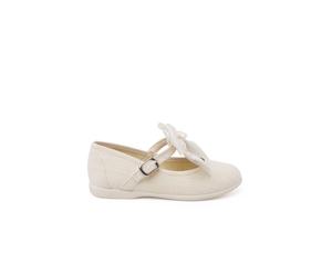 Chaussures babies cérémonie toile nœud satin ivoire 20