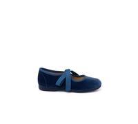 Chaussures Babies Velours Avec Nœud Gros-grain Filles Bleu De France 25