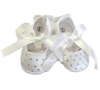 Chaussures ballerines pour nouveau-né de 0 à 6 mois, blanches avec cristaux strass et nœud papillon, chaussures à paillettes, chaussures de baptême, cérémonie, anniversaire, cadeau de naissance