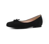 Chaussures Ballets Femmes Pumps Slip on Flats Shoes Chaussures Style Formel Décontracté avec Bout Rond Et Détail Nœud pour Usage Quotidien Et Trajets De Printemps,Suede Black,38 EU