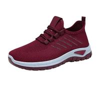Chaussures basses élégantes pour femme - En cuir - Avec pied large - Chaussures de loisirs cousues à la main - Semelle épaisse - Chaussures de trekking - Avec fermeture rapide - Respirantes