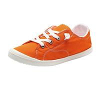 Chaussures basses en toile à enfiler pour femme - Tendance et décontractée - Pour la marche, le tennis, l'entraînement, la gym, l'athlétisme - Mocassins légers à lacets, Orange, 38 EU