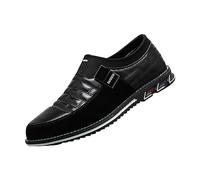 Chaussures basses plates formelles à enfiler - Noir - Pour homme - Antidérapantes - Décontractées - 48 - Confortables - Pour bateau - Double boucle - En cuir - Antidérapantes, Noir , 49 EU