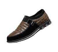 Chaussures basses plates formelles à enfiler - Noir - Pour homme - Antidérapantes - Décontractées - 48 - Confortables - Pour bateau - Double boucle - En cuir - Antidérapantes, marron, 49 EU