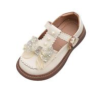 Chaussures basses pour enfant et bébé fille avec nœud mignon et perles - Dessous doux - Tendance - Élégantes - Chaussures de princesse - Chaussures de mariage - Chaussures d'école - Chaussures de