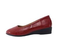 Chaussures basses rondes pour femme - Vernis à paillettes - Talon moyen - Chaussures de bureau à enfiler - Escarpins décontractés et classiques - Chaussures d'été - Sandales de trekking, vin, 38 EU
