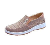 Chaussures bateau décontractées en toile pour homme - Sans lacets faciles à mettre et à enlever - Chaussures bateau / chaussures de pont plates à enfiler en toile - Chaussures de pont avec fond épais