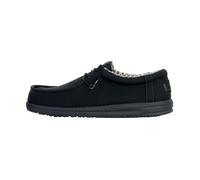 Chaussures bateau Hey Dude Wally Classic pour homme - Noir - Dessus en textile - Semelle en caoutchouc 44