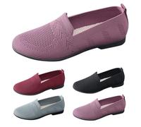 Chaussures bateau pour femme - Coupe large - Mocassins légers et décontractés - En tricot plat - Chaussures confortables pour le bureau - Chaussures d'été en maille respirante, bordeaux, 39 1/3 EU