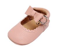 Chaussures Bébé Fille Souliers à Boucle et Languette Semelle Souple Confort Respirant pour Nouveau-Né Marche (Red, 22 Toddler)
