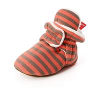 Chaussures Bébés, Morbuy Unisexe Enfants Filles Nouveau Né Toddler Fond Mou Coton Impression de rayures Antidérapant Premières Pas Chaussures Marcheurs (Rayures rouge brique,2 / 12cm / 6-12 mois)