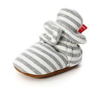 Chaussures Bébés, Morbuy Unisexe Enfants Filles Nouveau Né Toddler Fond Mou Coton Impression de rayures Antidérapant Premières Pas Chaussures Marcheurs (Rayures gris clair,3 / 13cm / 12-18 mois)