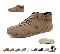 Chaussures Beck en cuir italien faites à la main pour hommes, bottes hautes d'extérieur, antidérapantes, légères, pour la randonnée, le camping et la conduite, bottes Chukka toutes saisons(brun,41 EU)