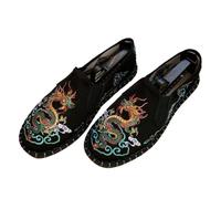 Chaussures Brodées Chinois Kung Fu Tai Chi Chaussures Unisexe Chinois Traditionnel Vieux Pékin Chaussures Antidérapantes Respirantes Usure Quotidienne Slip Ons Couples Chaussures ( Color : Black-03 ,