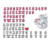 Chaussures Charm Lettre Alphabet A-Z Numero 0-9 76pcs, Pins Alphabet A-Z et Chiffres 0-9, Accessoires de Personnalisation pour Crocs et Autres Chaussures, Charms pour Bricolage et Décoration pour Femm