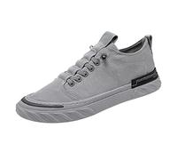 Chaussures classiques en toile pour homme - Bleu marine - Chaussures basses décontractées légères à lacets - Chaussures plates pour tous les jours, Zy11 Gris, 41 1/3 EU