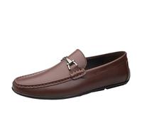 Chaussures Classiques for Hommes, en Cuir Vachette Pur, décontractées, Formelles, Bureau, Assorties à des Chaussures avec Boucle en métal, Mocassins for Hommes(Brown,38 EU)