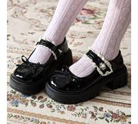 Chaussures compensées à plateforme pour femmes, chaussures Mary Jane plates à lacets avec nœud décoratif, chaussures d'uniforme JK japonaises blanches à porter avec jupe et robe EUR35,EUR36,EUR37,EUR3