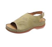 Chaussures Compensées Confortable Claquette Femme Sandales Pour Femmes Printemps Été et Automne Simples Creuses Légères Romaines Respirantes Sandals Reflexologie Sandale Randonnee (Green 41)