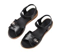 Chaussures Compensées Confortable Ete Femme Sandales Plates Antidérapantes Pour Femmes Pour Femmes D'Âge Moyen et Âgées en Été Avec Talons Plats Sandale Plage Femme Sandals (Black 38)