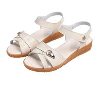 Chaussures Compensées Confortable Ete Femme Sandales Plates Antidérapantes Pour Femmes Pour Femmes D'Âge Moyen et Âgées en Été Avec Talons Plats Sandale Plage Femme Sandals (Beige 39)