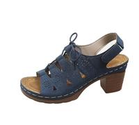 Chaussures Compensées Femme Été Sandales Talon Sandale A Haut Chaussure Compensée Confort Ete Chaussons Confortable Orthopédiques Et Nu-Pieds D'Été D Nue Pied (Marine,42)