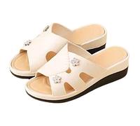 Chaussures Compensées Fermées Sandales Femme Été Pantoufles à Bouche de Poisson Pour Femmes Sandales d'été Semelles Épaisses Vêtements D'Intérieur Sandale Fille Chaussure Orthopédique (White 40)