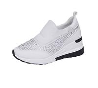 Chaussures compensées respirantes pour femme - Baskets légères à plateforme avec talon compensé de 5 cm - Chaussures de sport d'extérieur antidérapantes - Chaussures de course confortables -