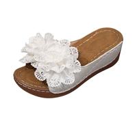 Chaussures Confort Chic Soirée Talon Compensé - Sandales Femme Confortables Mules Ete Chaussures Plates Mariage Extérieur Sandale Orthopedique Brodées Fleur Jolies Claquettes