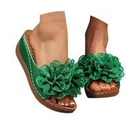 Chaussures Confort Chic Soirée Talon Compensé - Sandales Femme Confortables Mules Ete Chaussures Plates Mariage Extérieur Sandale Orthopedique Brodées Fleur Jolies Claquettes