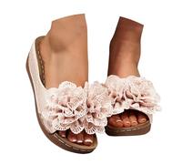 Chaussures Confort Chic Soirée Talon Compensé - Sandales Femme Confortables Mules Ete Chaussures Plates Mariage Extérieur Sandale Orthopedique Brodées Fleur Jolies Claquettes