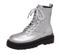 chaussures confort femme Botte Femme Confortables Impermeable Bottines Antidérapant Légères Chaussures Élégantes Bottines Hauteur Cheville Boots Automne Et Hiver Mode bottes de jardin Argent 41